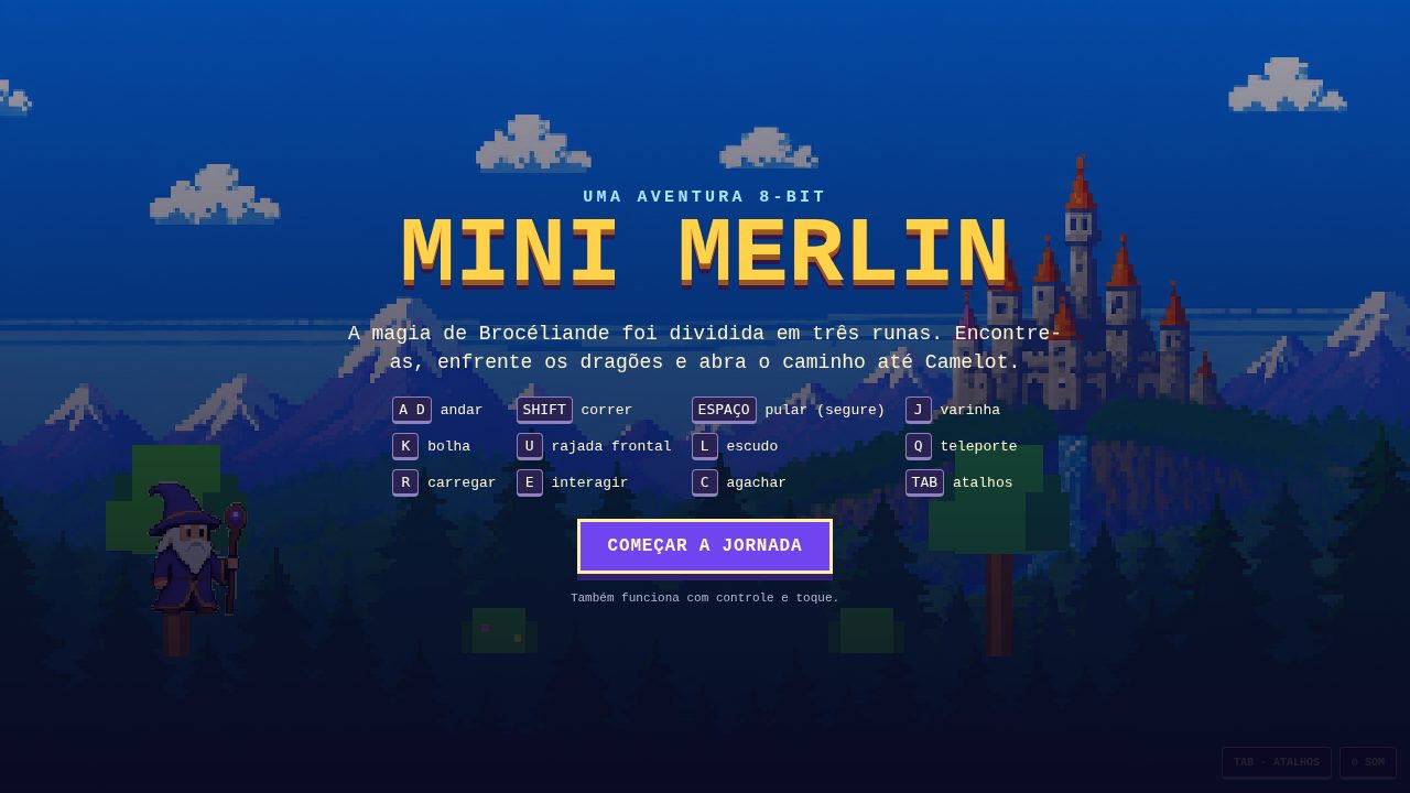 Tela inicial com os controles