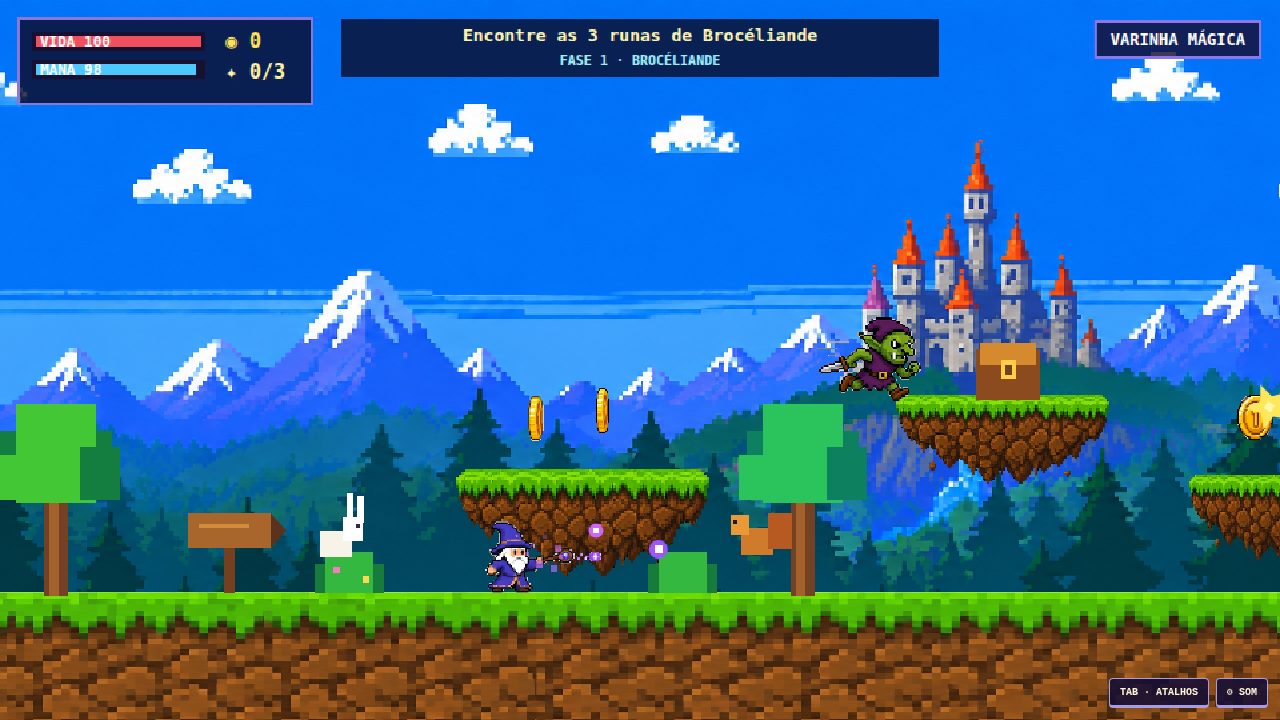Merlin usando a varinha mágica