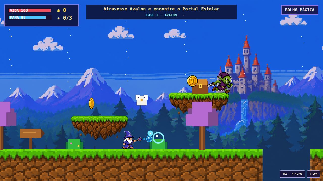 Merlin lançando a bolha mágica